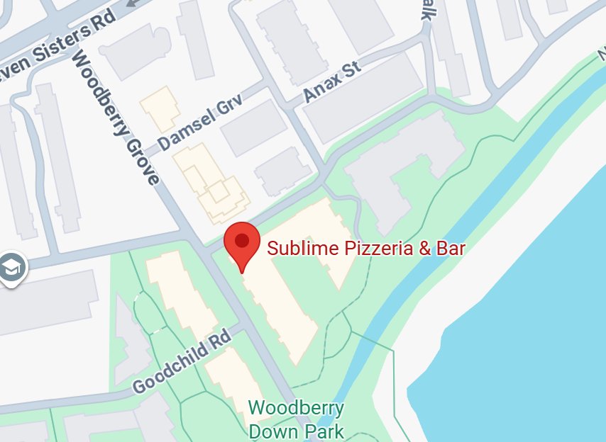 Map to Sublime Pizzeria & Bar